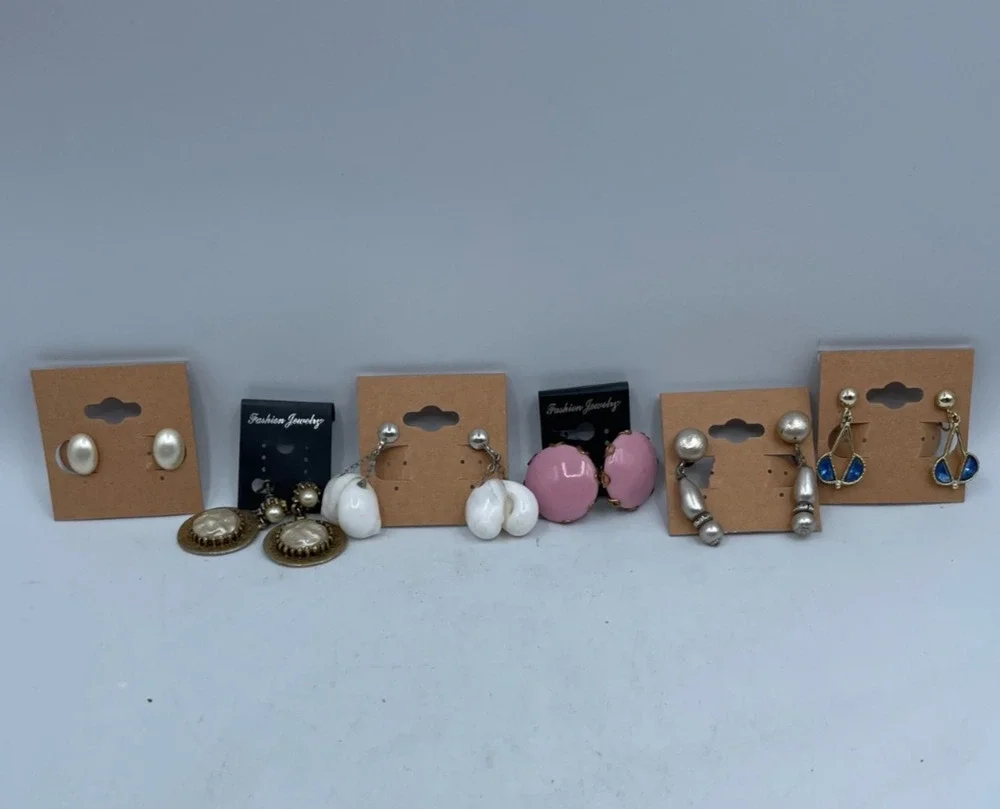6 Pairs Vintage Clip-On Earrings Screw Back Retro Fashion Jewelry Lot